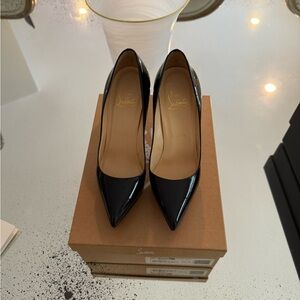 Christian Louboutin Black Pigalle Plato Patent Leather Heels Size 35.5
